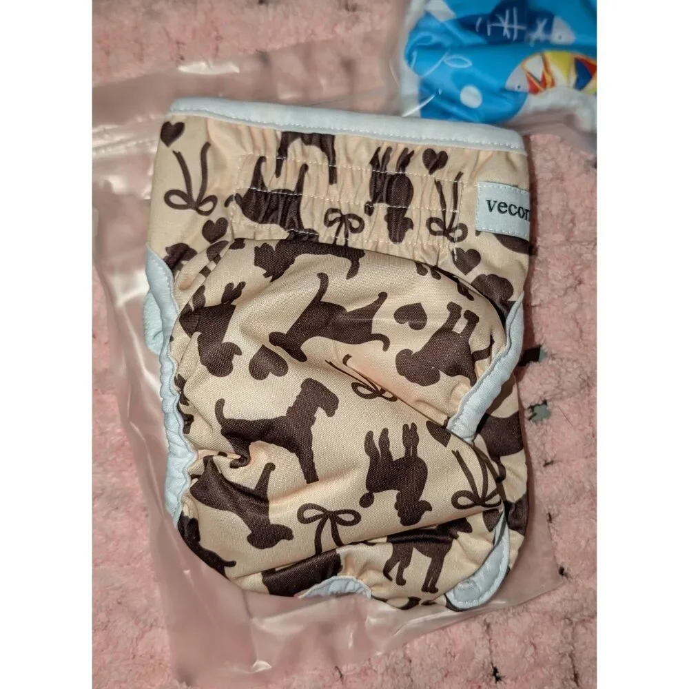 vecomfy Dog Diapers Female for Small Dogs (4 Pack) Washable Reusable Leakproof